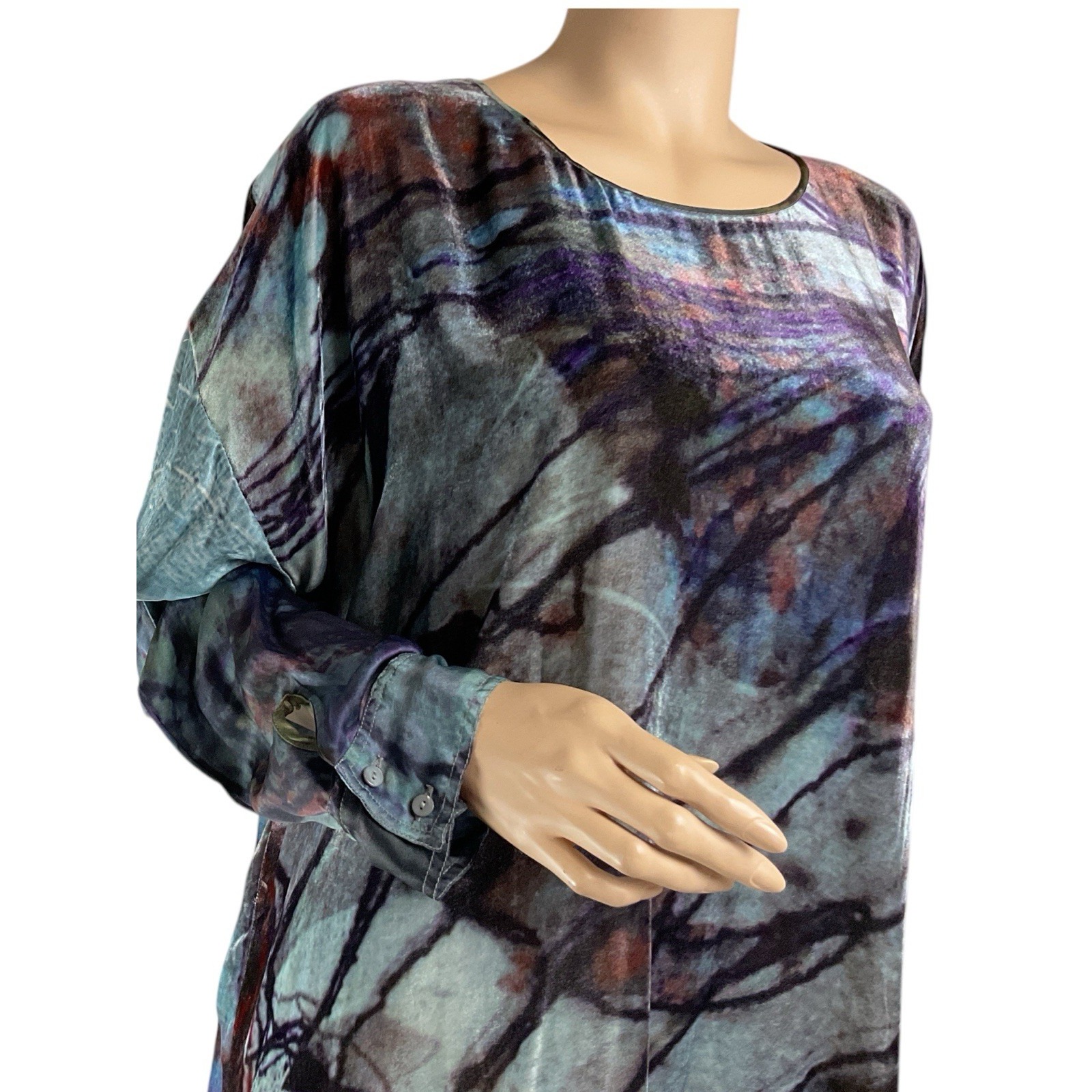 Johnny Was Biya Multicolor Velvet Burnout Long Sleeve Tunic Medium